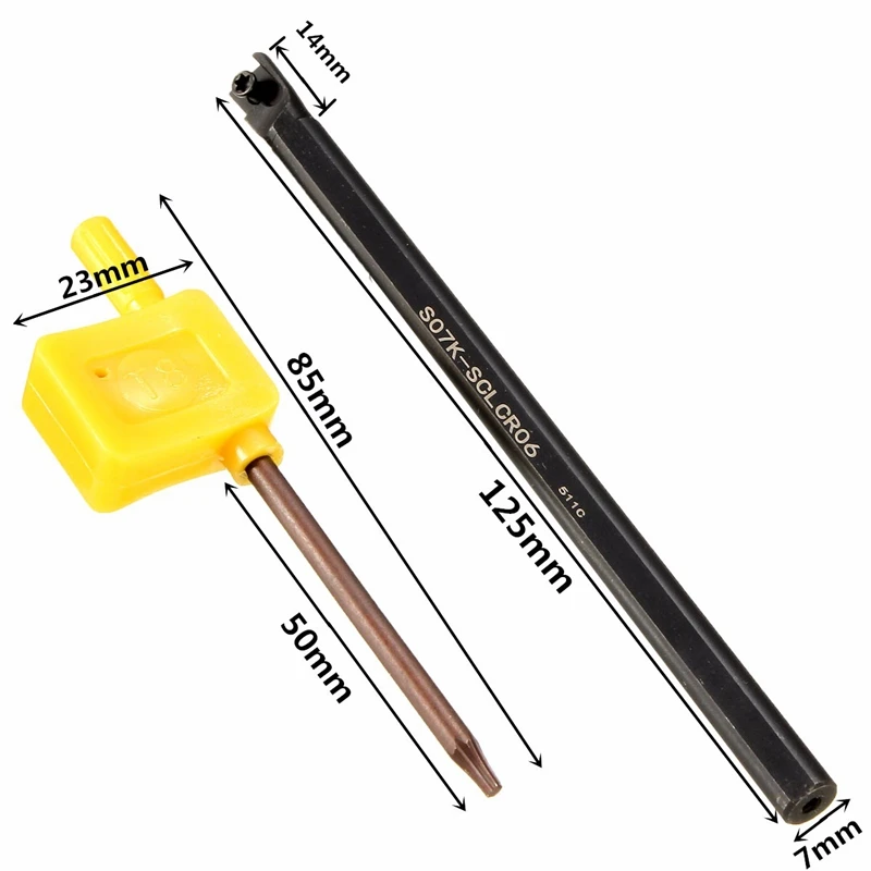 S07K-SCLCR06 7x125 мм высокая прочность зажима токарный инструмент резак токарный станок расточные стержни токарный инструмент держатель+ гаечный ключ для CCMT0602