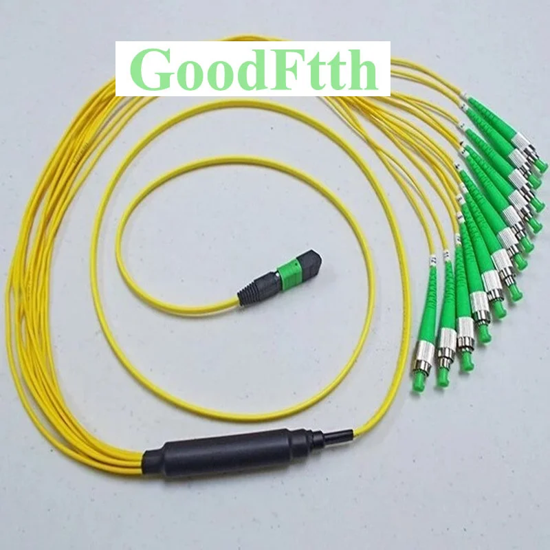 Волоконный патч-корд соединительный кабель MPO-FC APC SM 12 ядер 3 мм GoodFtth 20-50 м