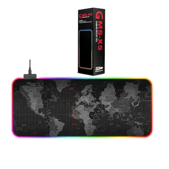 

GMS-X5 800x300x4mm World Map Colorful Symphony Glowing Mouse Pad Gaming Mouse Pad Soft Non-Slip Rubber Base Mouse Mat