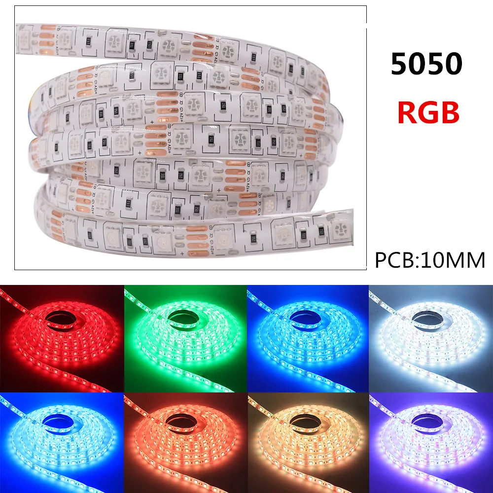 5050 RGB Светодиодная лента 2835 RGB светодиодный светильник 5054 водонепроницаемая гибкая лента светодиодный светильник лампа для внутренней отделки 5 м DC 12 В