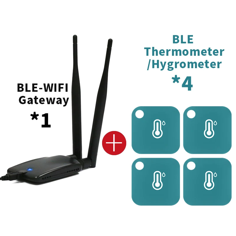 

4- bluetooth 1-Wifi Thermometer/Hygrometer Temperature and Humidity Data Loggers Intelligent Remote Monitor For iPhone/Android