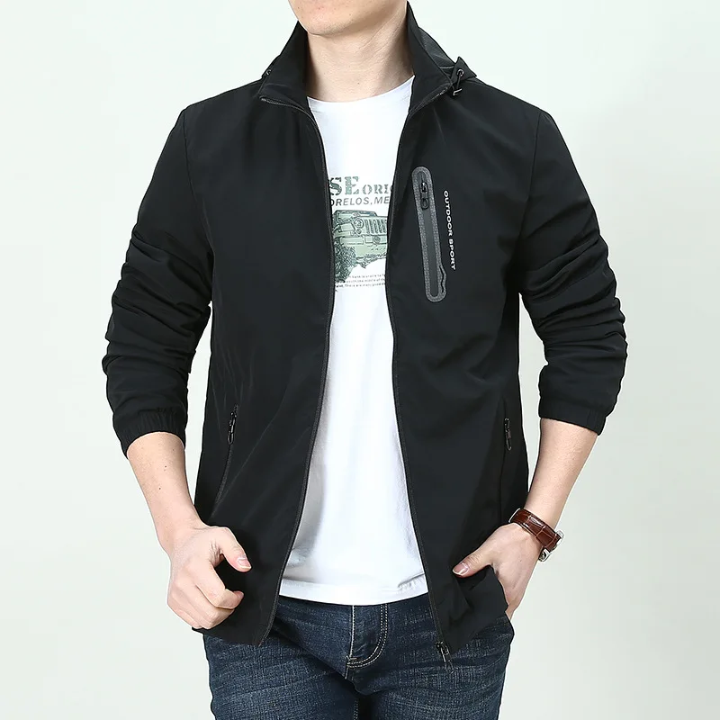 

New Style Jacket Men's Thin Type for Spring And Autumn Coat Loose-Fit Quick-Dry Trench Coat Outdoor Sports Elasticity Casual Coa