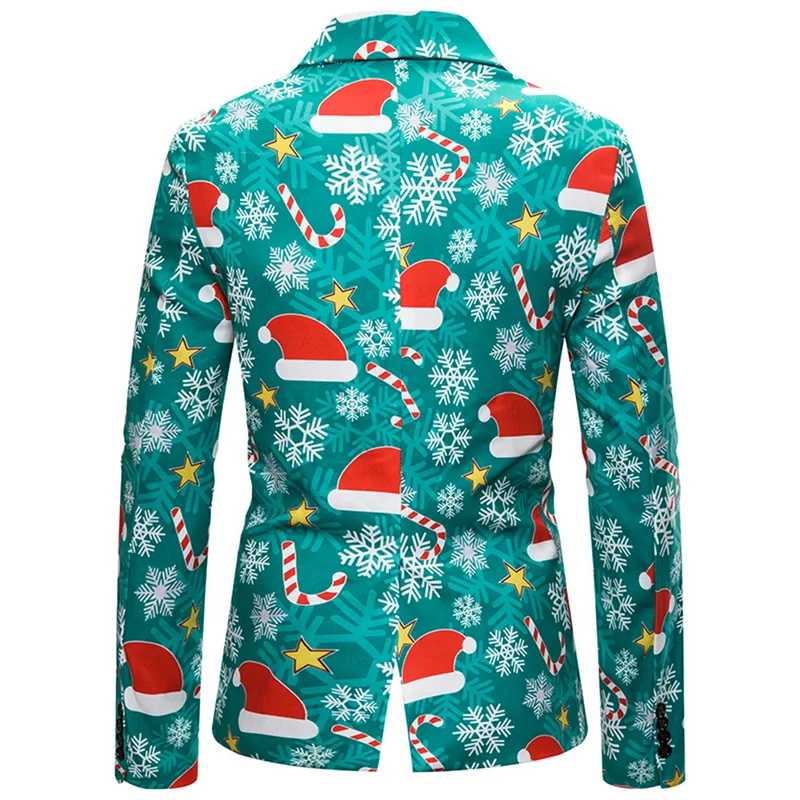 Мужской приталенный Блейзер с принтом, стильный Рождественский Блейзер, Новое поступление, мужской Рождественский Костюм, мужской пиджак