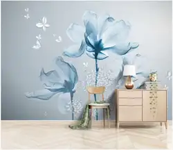 WDBH 3d фото обои на заказ настенная ручная роспись Синие цветы ТВ фон домашний декор гостиная настенная бумага для стен 3 d