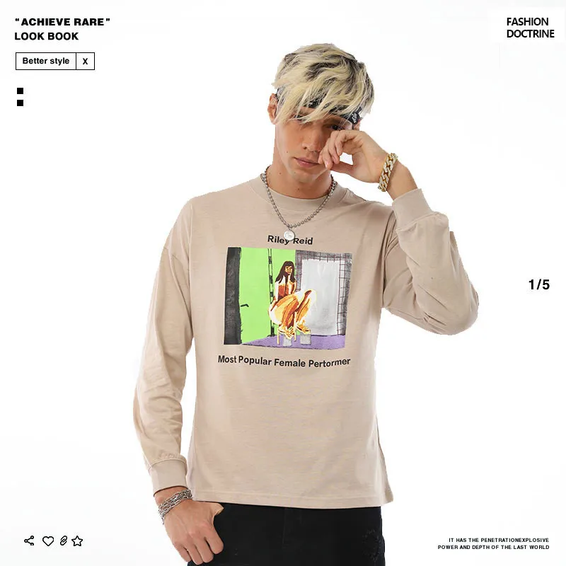 

Supermodel Series 2019 Tide Brand Autumn New Abstract Cartoon Printing Cotton Terry Men's Sweatshirts