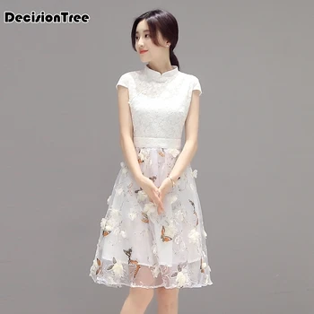 

2020 chinese dress traditional dress embroidery lace cheongsam women 3D Butterfly dress chinese traditional dress wedding dress