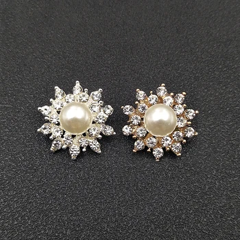 

Engood 60Pcs Rhinestone Pearl Center Flower Buttons for DIY Hair and clothes accessoriess HZ642