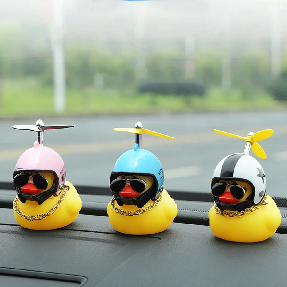 Car Styling Helmet-mounted Yellow Duck Car Interiors Lucky Duck Society Lovely Duck Car Accessories Car Ornament