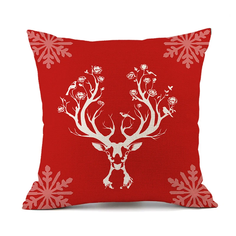 

Christmas Cushion Cover Red Home Decor Sofa Santa Claus Printed With Pillow Case Cover Seat Car Throw Pillowcase Christmas Decor
