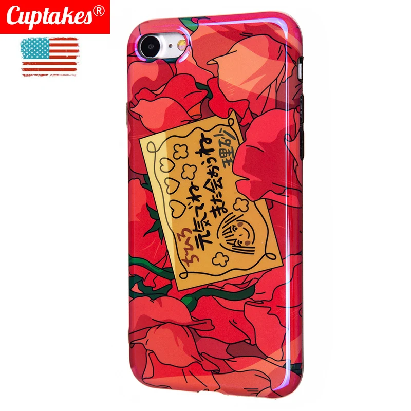 Luxury bling Blue Ray Soft Silicone Case for iPhone XR 6 6S 7 8 Plus X XS Max Cover Cute Girl Hot Pink Pattern Japan OAD Coque |