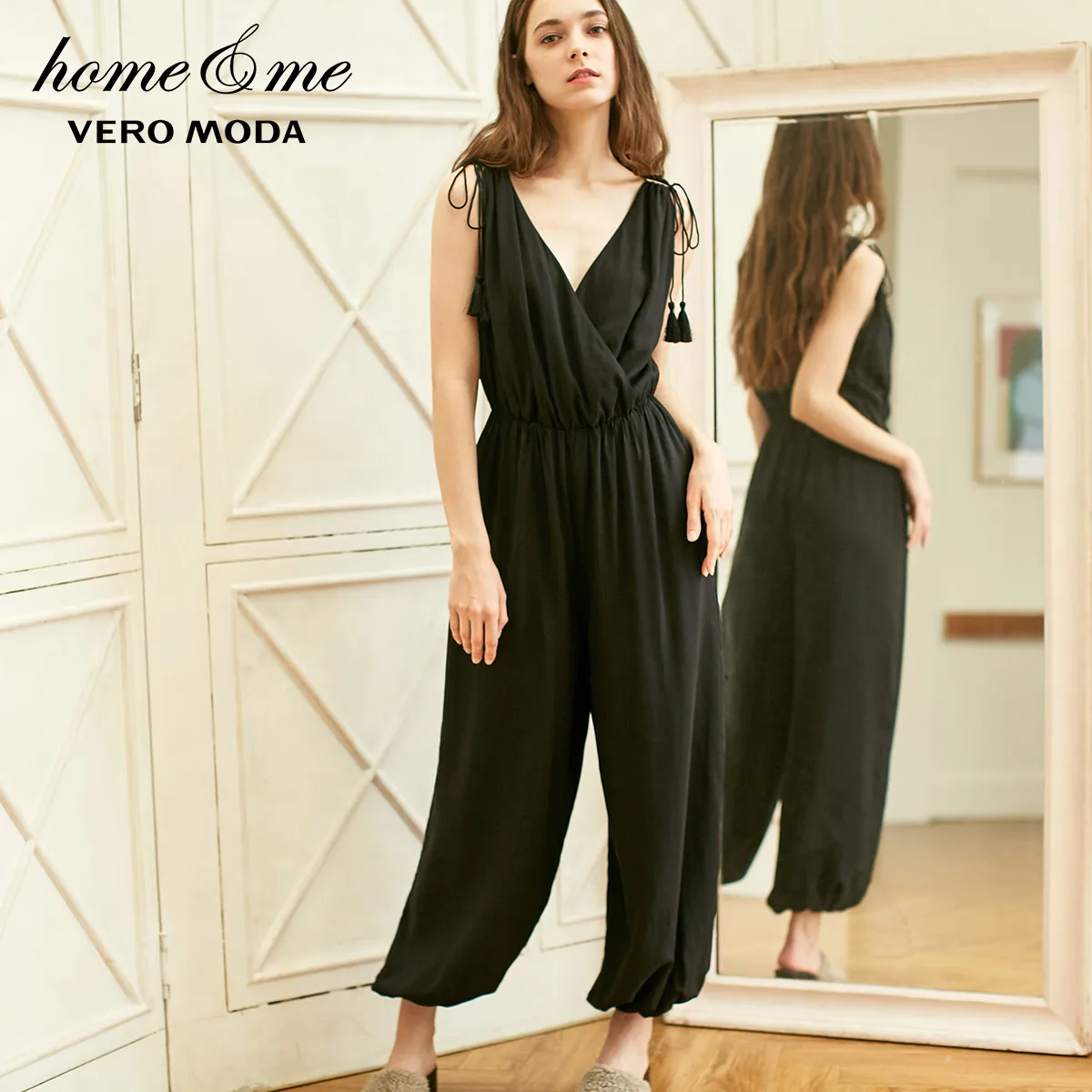 Vero Moda женский комбинезон с v-образным вырезом и бахромой | 3191P6501 - Цвет: Black