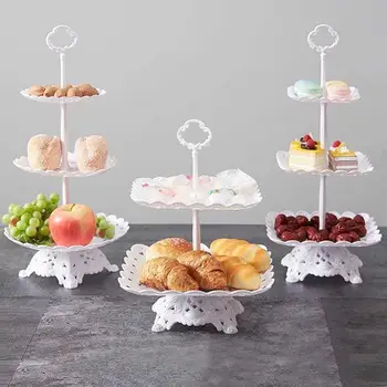 

Floor fruit tray living room - shelf Table 1 pm European dry cake dessert household plastic three layer 3 fruit tray tea dessert