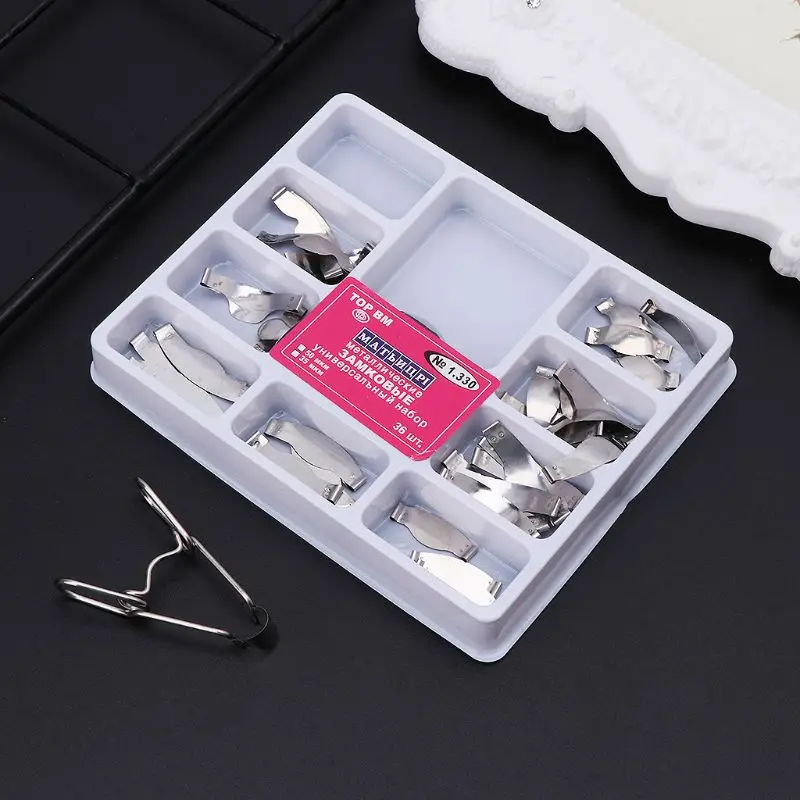 

36 pcs Dental Saddle Contoured Metal Matrices Matrix Universal Kit with Spring Clip