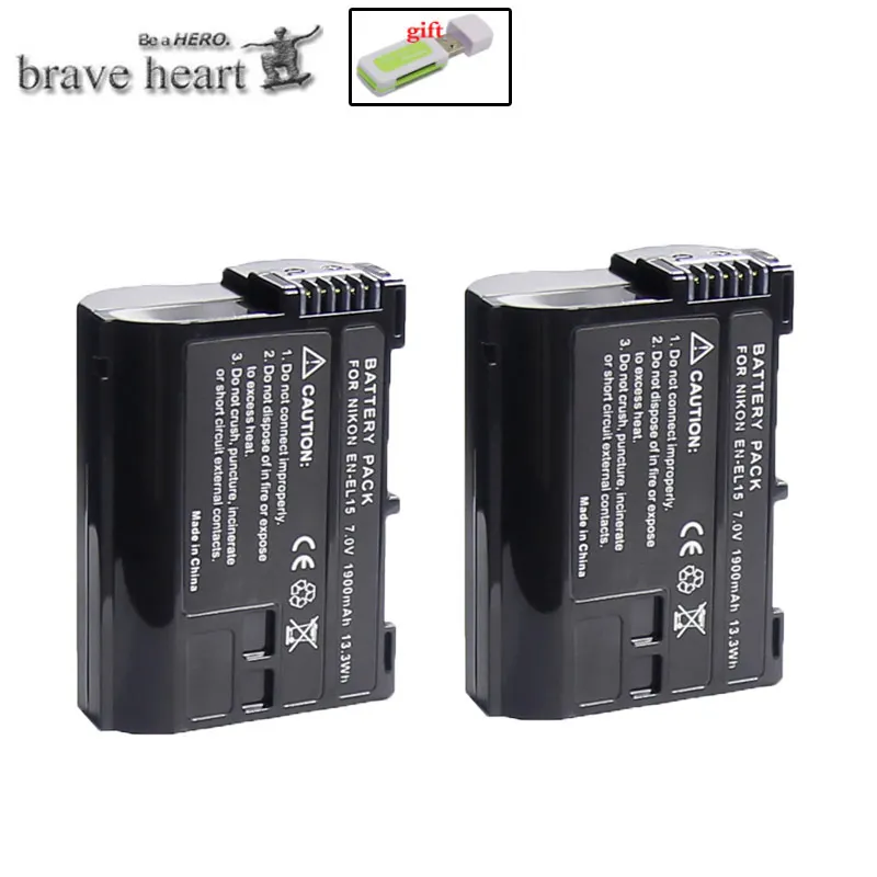 2battery Аккумулятор EN EL15 ENEL15 EN-EL15 для Nikon D500, D600, D610, D750, D7000, D7100, D7200, D800, D800E, D810, D810A и 1 v1 - Цвет: 2battery