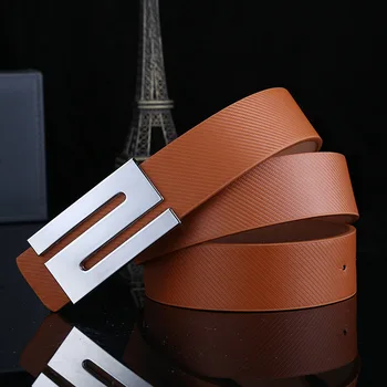 

2019 Women&Men leather belt Newest N Smooth buckle belt female Business Gift jeans wild without pin metal buckle Male strap belt