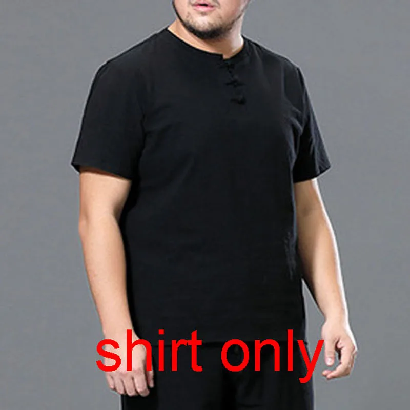Black 1 shirt Летняя мужская рубашка, обхват груди 155 см, 5XL, 6XL, 7XL, 8XL, 9XL, 10XL, хлопок, лен, короткий рукав, плюс размер, мужская рубашка, 3 цвета - Цвет: Black 1 shirt