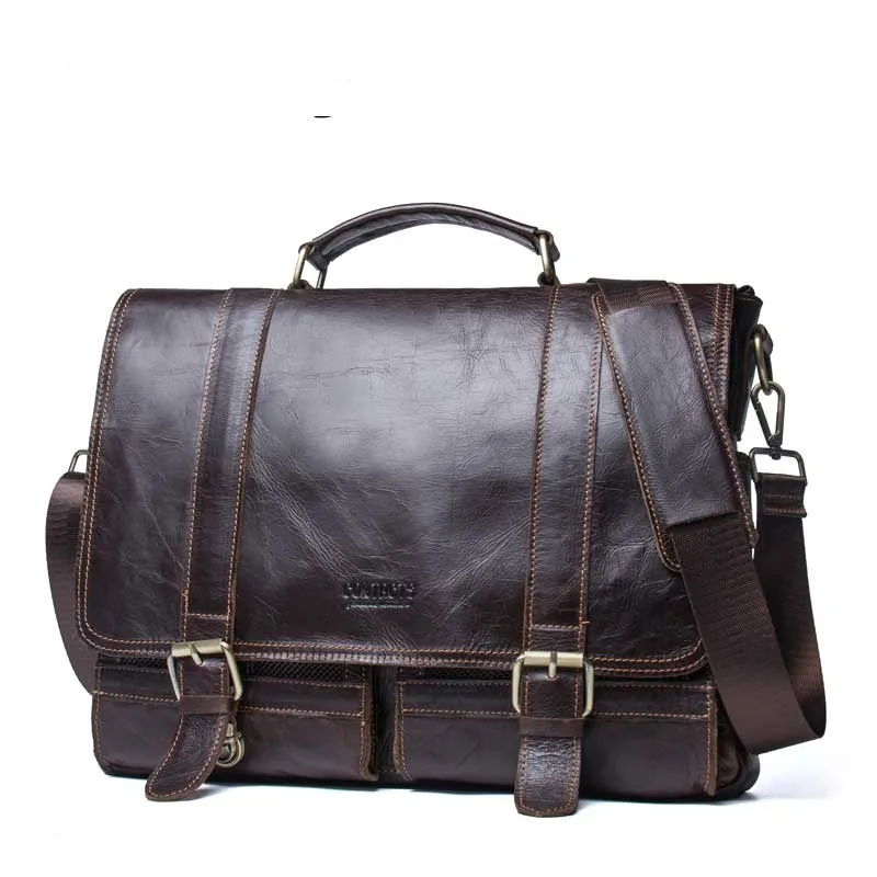 

Men's oblique straddle leather leisure 15-inch handheld business briefcase solid color three-dimensional bag computer bag