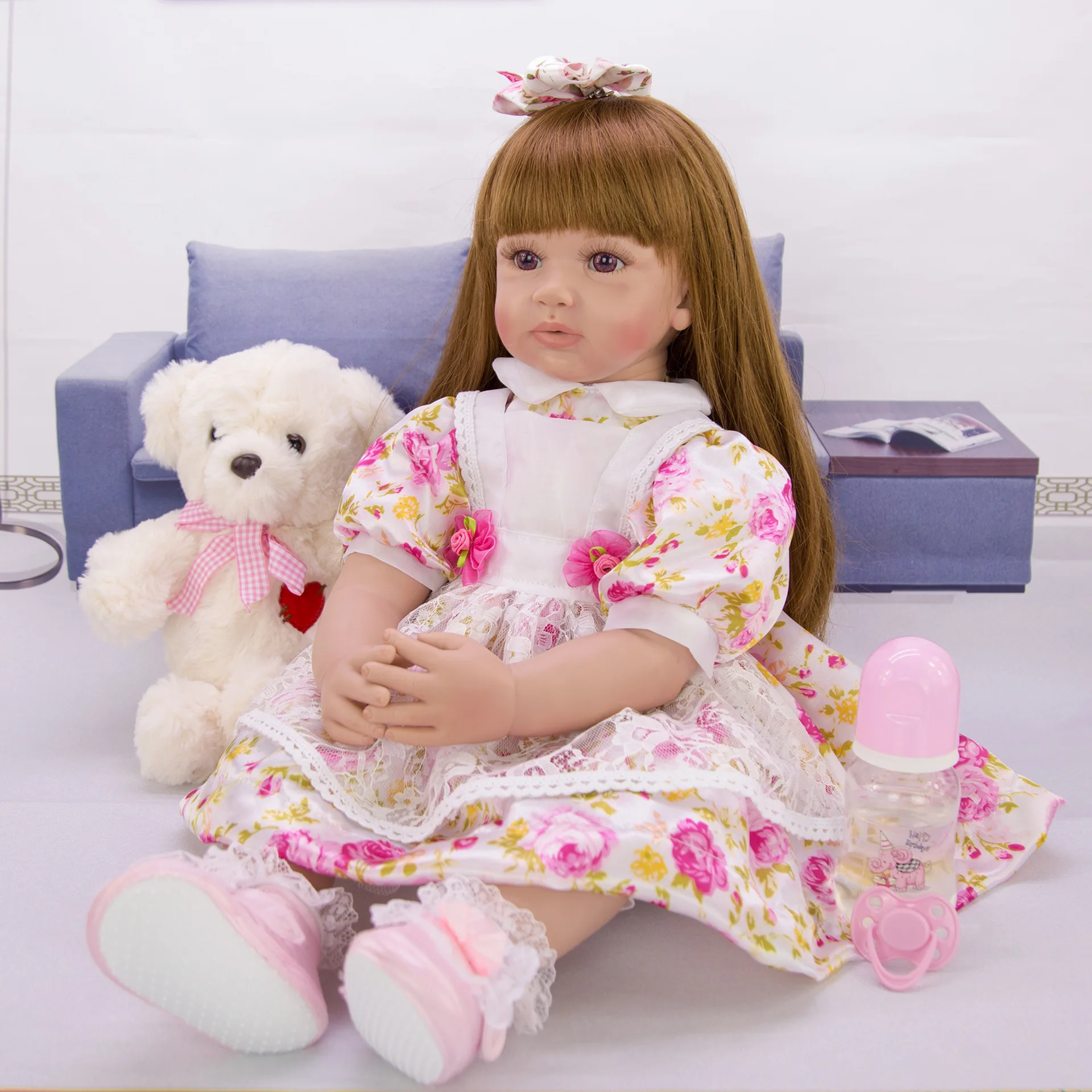 KEIUMI 60 cm Reborn toddler Girl realista bebe Reborn Cloth Body silicone vinyl dolls 24 Inch Reborn Boneca Toy For kids gift