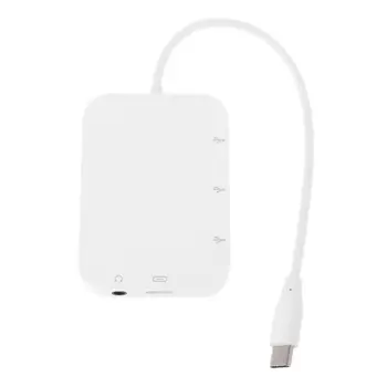 

Type C to 3x USB 2.0 Hub Adapter USB C PD Charging 3.5mm audio Jack for Laptop W91A