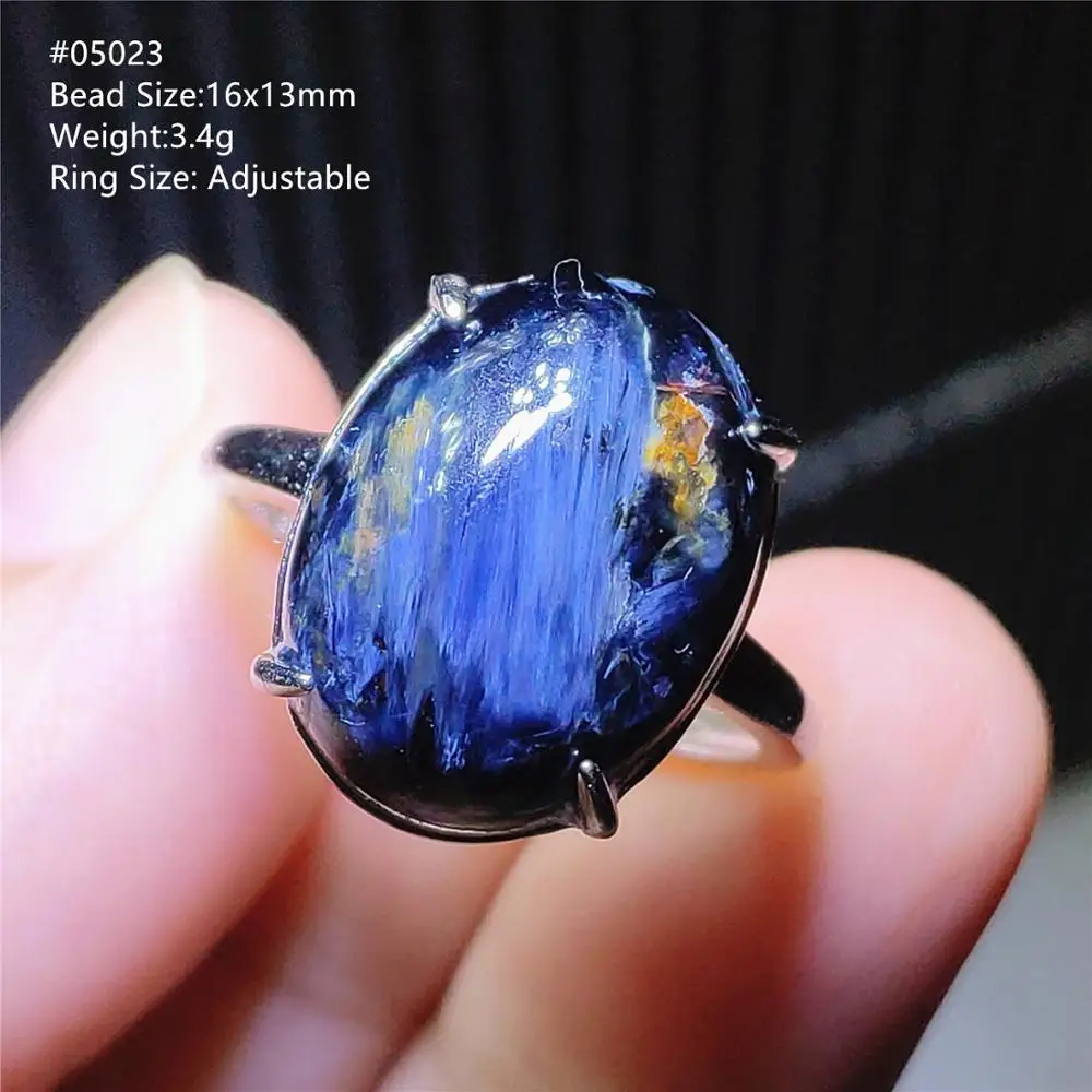 From Namibia Natural Blue Pietersite Yellow Gemstone Chatoyant Adjustable Size Ring 925 Silver Crystal Women Men AAAAA From Namibia Natural Blue Pietersite Yellow Gemstone Chatoyant Adjustable Size Ring 925 Silver Crystal Women Men AAAAA