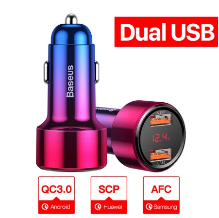 Baseus 45 Вт Быстрая зарядка 4,0 3,0 USB Автомобильное зарядное устройство для iPhone 11 Pro Max Xiaomi samsung QC4.0 QC3.0 QC type C PD автомобильное быстрое зарядное устройство - Тип штекера: Dual USB Red