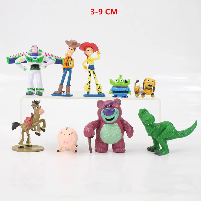 9pcs 3-10cm Игрушка "Дисней" История 4 мультяшная игрушечная фигурка древесный Базз Лайтер Джесси форки кукла Фигурка детский подарок - Color: 9pcs 3-10cm