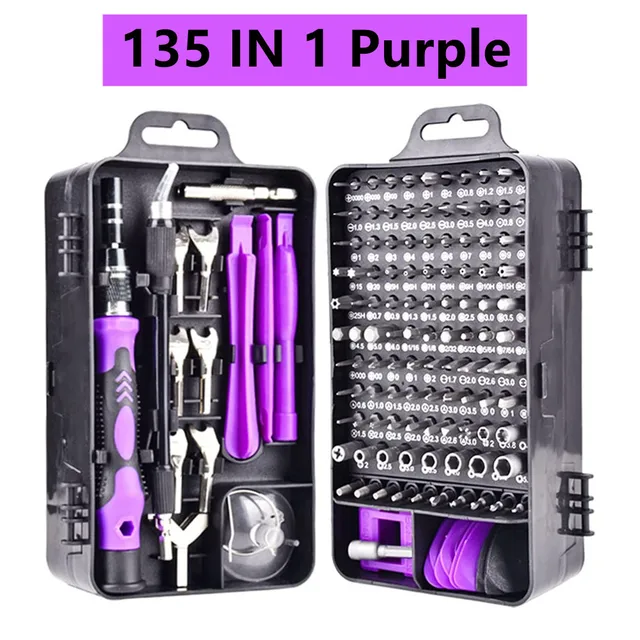 Mini Precision Screwdriver Set Magnetic,135/115 in 1 Electronic Repair Tool Kit for Iphone,Computer,Laptop,Tablet,Android 135 in1 Purple