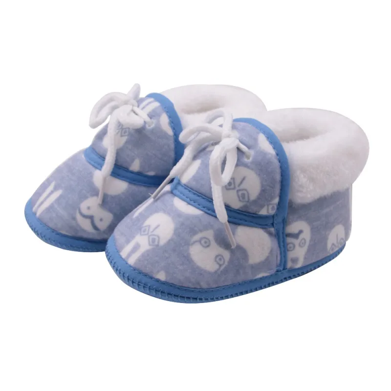 

2019 Winter Baby Shoes Newborn First Walkers Toddler Girls Boys Cute Cartoon Print Non-slip Warm Infant Lace-Up Shoes 0-12M new
