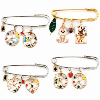 

Cartoon Private Pluto Enamel Safe-pin Brooch Chip 'n' Dale Figure Pendant Pins Alice Wonderland Theme Brooches Jewelry Rabbit