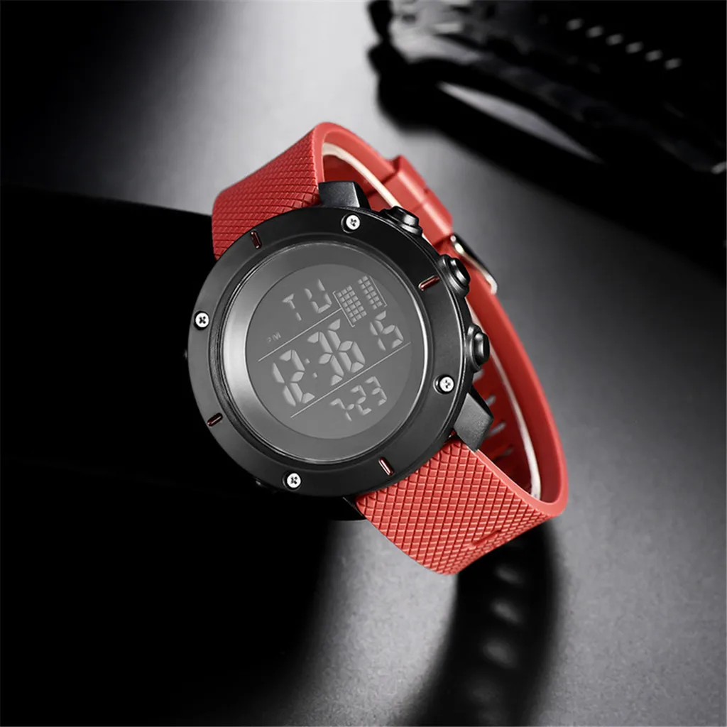 Уличные спортивные часы мужские часы с большим циферблатом модные простые часы Высокое качество PU ремешок водонепроницаемые светодиодные цифровые часы Reloj Hombre
