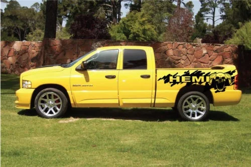 Для 1 комплект 2 шт. HEMI Dodge Ram Splash Grunge логотип черепа виниловая наклейка Графический светоотражающий автомобильный Стайлинг