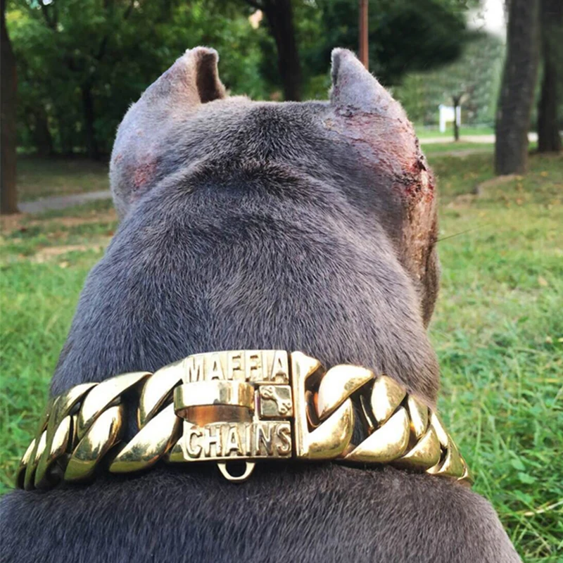 

23/30mm Stainless Steel Metal Dogs Training Choke Chain Gold Dog Chain Collars for Small Medium Large Dog Strong Pitbull Bulldog