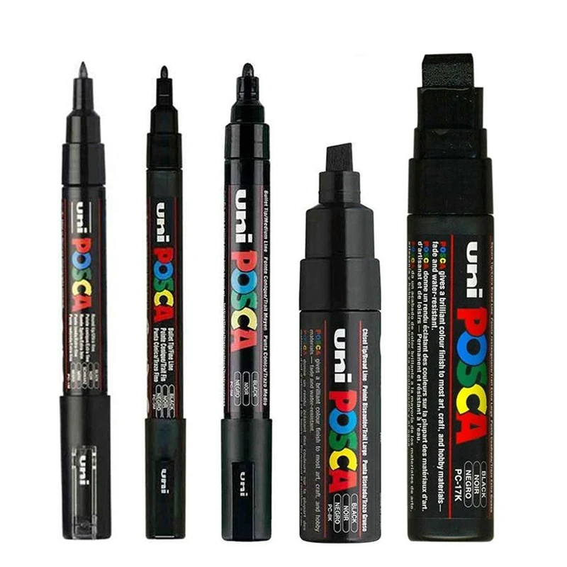 UNI Posca – stylo de peinture POP PC 1M/3M/5M/8K/17K, 5 pièces/ensemble,  peinture, marqueur mixte, 5 tailles de chaque stylo, affiche publicitaire |  AliExpress