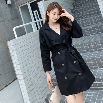 

Windbreaker Female Long Section Wild Spring And Autumn 2020 New Over The Knee Coat Khaki Trench Women's Clothing