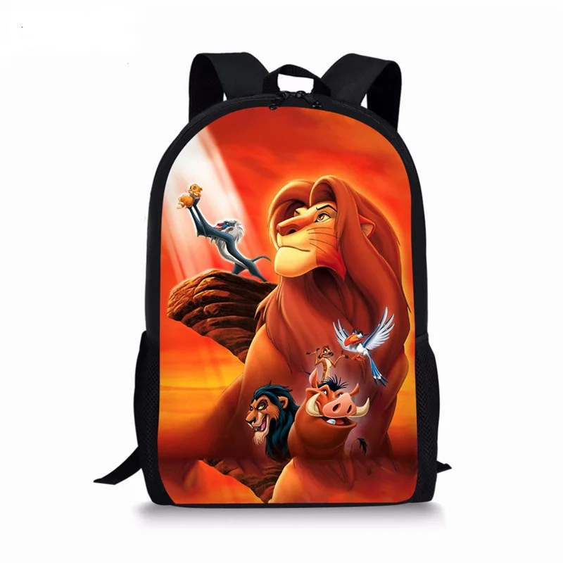 17-дюймовый Mochilas infantis сумки для мальчиков и девочек Детский рюкзак Король Лев школьная сумка Simba принт мультяшный рюкзак для детей Mochila - Цвет: as pictures