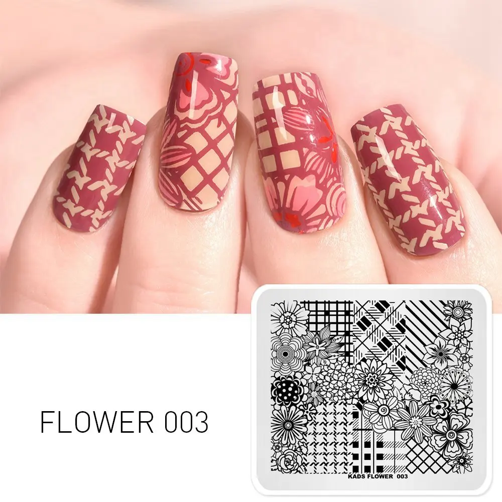 FLOWER 003 Новинка 7*8 см штамповки пластины красота дизайн из нержавеющей стали шаблоны для дизайна ногтей DIY Рождественский трафарет печать штамп-печатка - Цвет: FLOWER 003