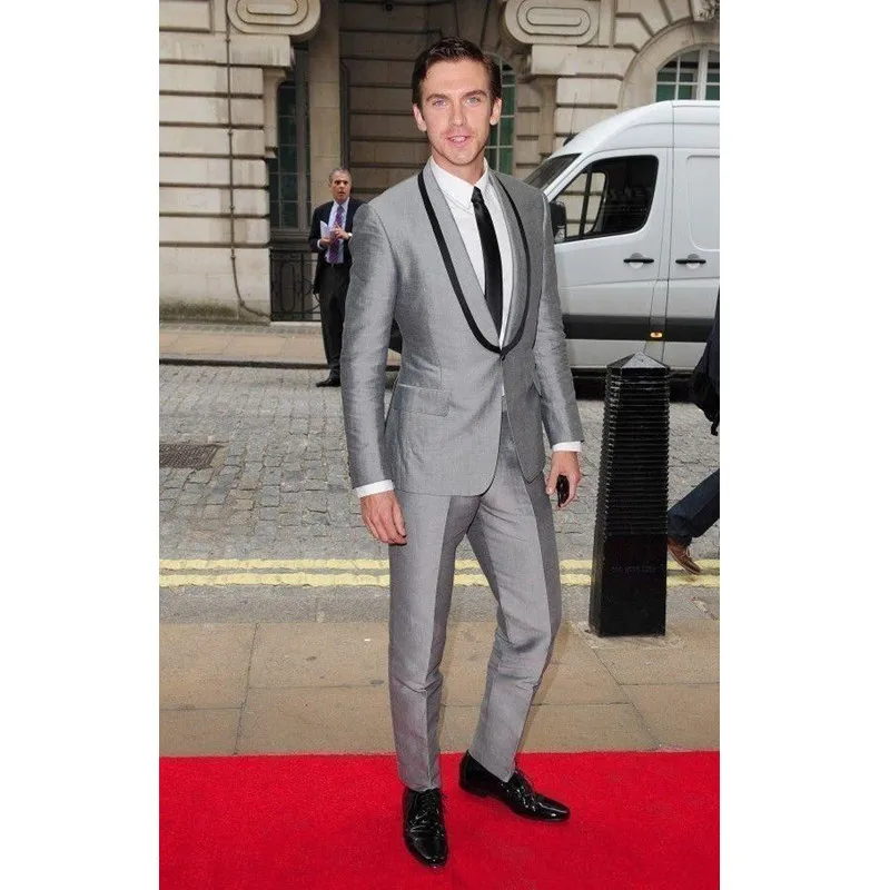 

Custom Made New Gray Men Suit Slim Fit Groom Tuxedos Two Pieces Men Wedding Suit Formal Party Suits (Jacket+Pants)