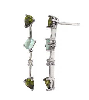 

Earrings in sterling silver 925mls with zircons, olivine and aquamarine. Closure presure.