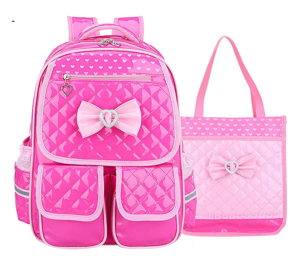 Backpack Kids School Bags Children 2PCS/SETS Girls waterproof PU Backpacks Schoolbags Kids princess Backpack Mochila Infantil