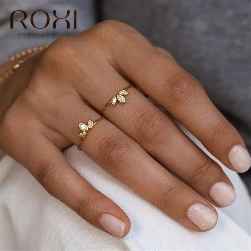ROXI Dainty белые хрустальные кольца для женщин простой массивный горный хрусталь Свадебные кольца подарки кольца из стерлингового серебра 925