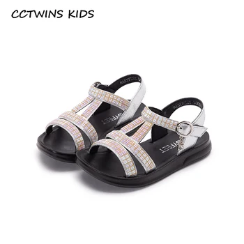 

CCTWINS Kids Shoes 2020 Summer Baby Girls Brand Soft Flat Children Fashion Princess Rhinestone Sandals Toddlers Black PS963
