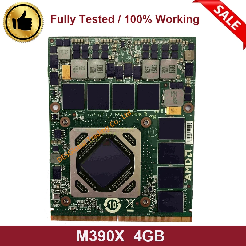 FirePro M390X с x-кронштейном 4 Гб видеокарта VGA 109-C95847-00B-02 для Dell Precision M7710 M7720 Ноутбук полностью протестирован
