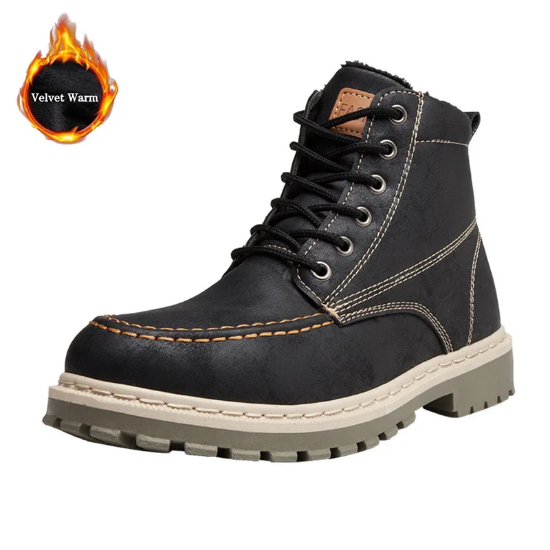 Black plus velvet DIHOPE/ г.; мужские ботинки; ботинки на раннюю зиму; Мужская обувь; крутая Молодежная модная уличная Мужская обувь; тонкие ботильоны - Цвет: Black plus velvet