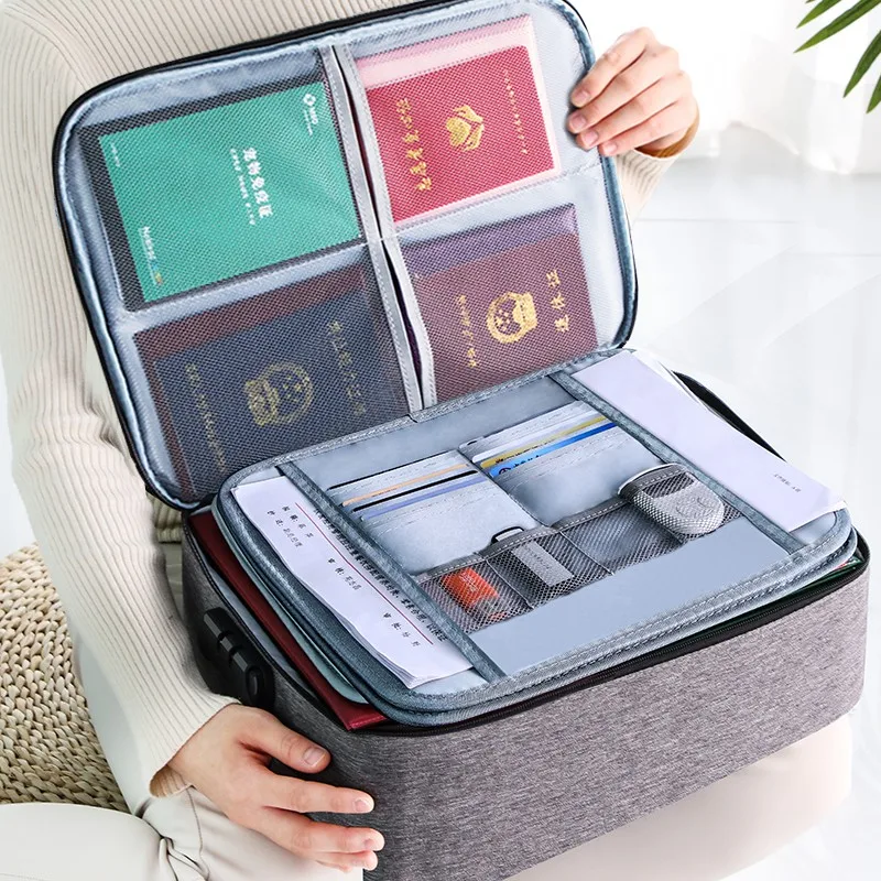 JOYBOS Large Document Bag Creative Multifunction File Folder Travel Passport Card Household Password Storage Box 4 Layers JBS23