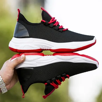 

New 2020 Men Flying Woven Sports Shoes Lightweight Breathable Wild Casual Running Shoes Flat Sneakers Student Sneakers
