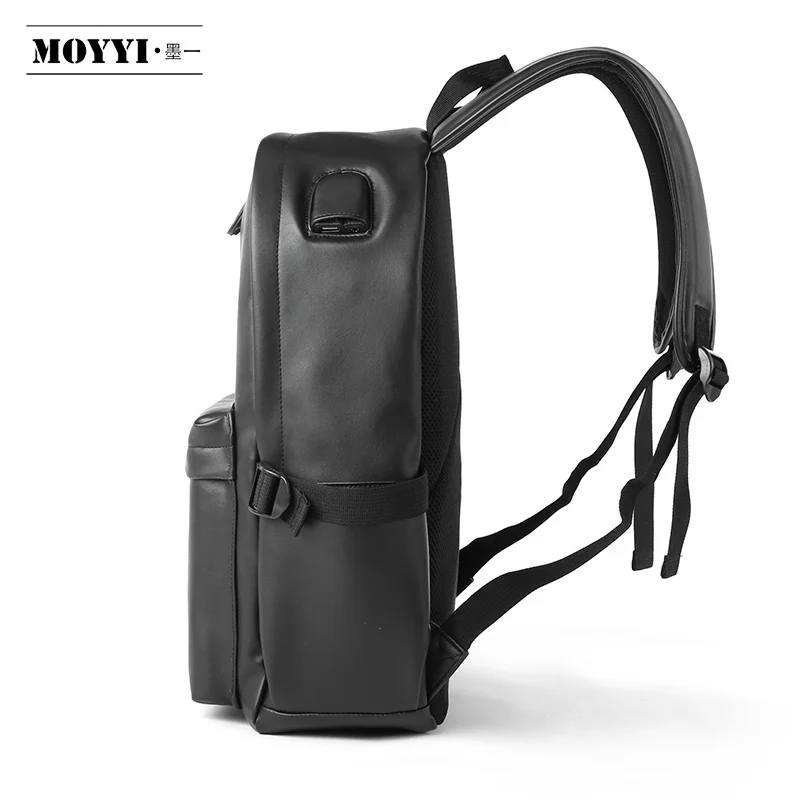 MOYYI New Men Backpack Leather Fashion Waterproof Bag Male Casual Travel Leather Backpack