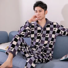 Зимняя Фланелевая пижама размера плюс 3XL, Мужская пижама из плотного флиса, теплая одежда для сна, клетчатые костюмы, мужская повседневная домашняя одежда, Пижама