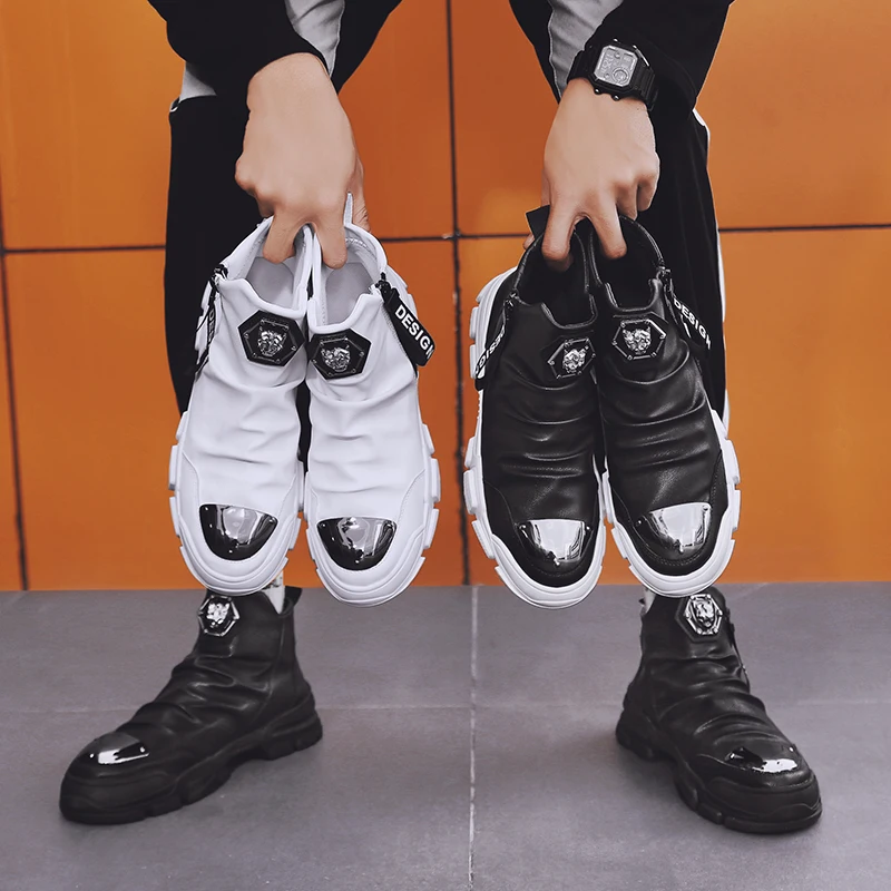 Известный бренд дизайн мужские черные кроссовки на молнии для легкой носки и слеза обувь мужские блестящие кроссовки Высокий Верх