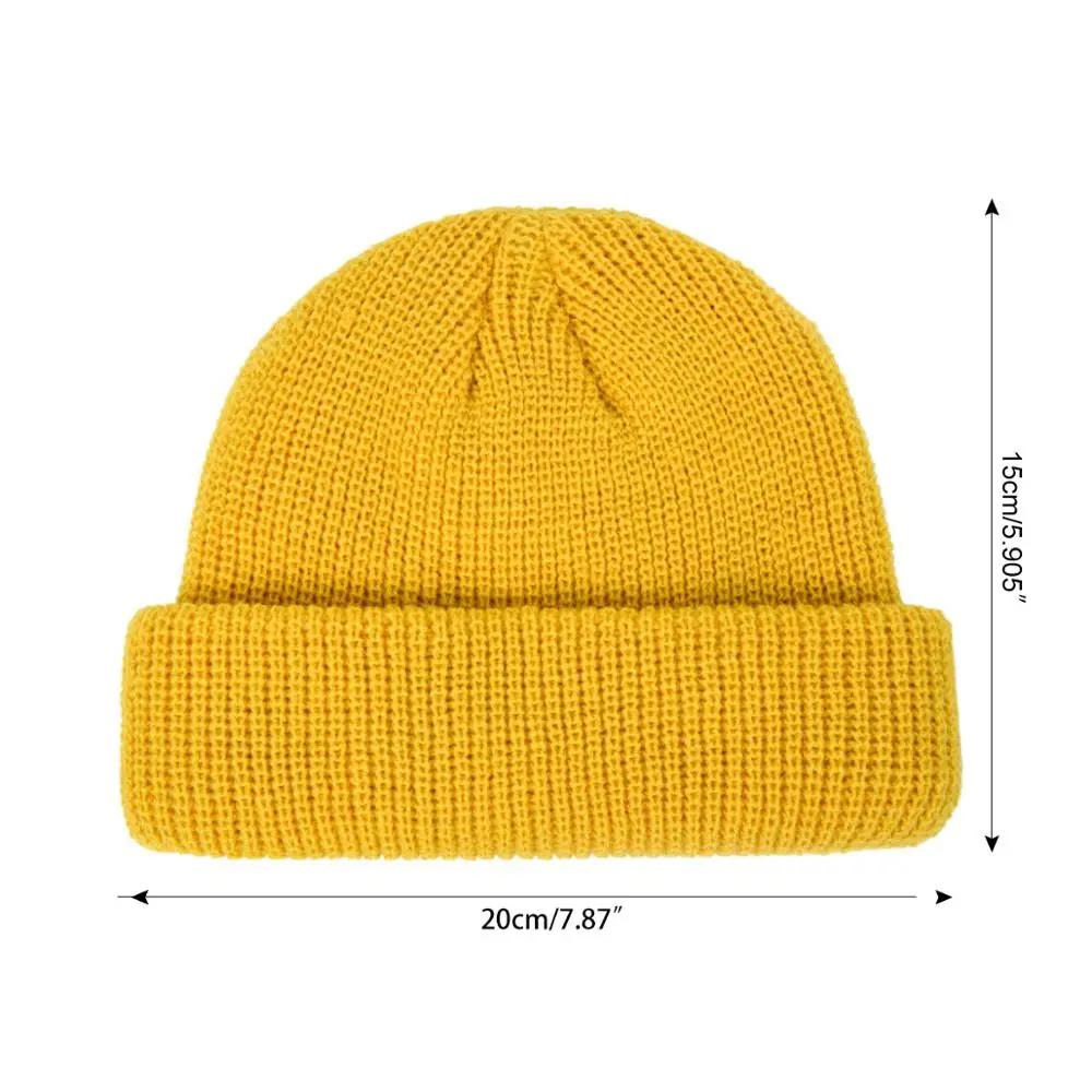 Fashion Unisex Winter Hat Cuffed Cib Knit Hat Short Melon Skin Beanies Autumn Winter Solid Color Casual Beanie Hat