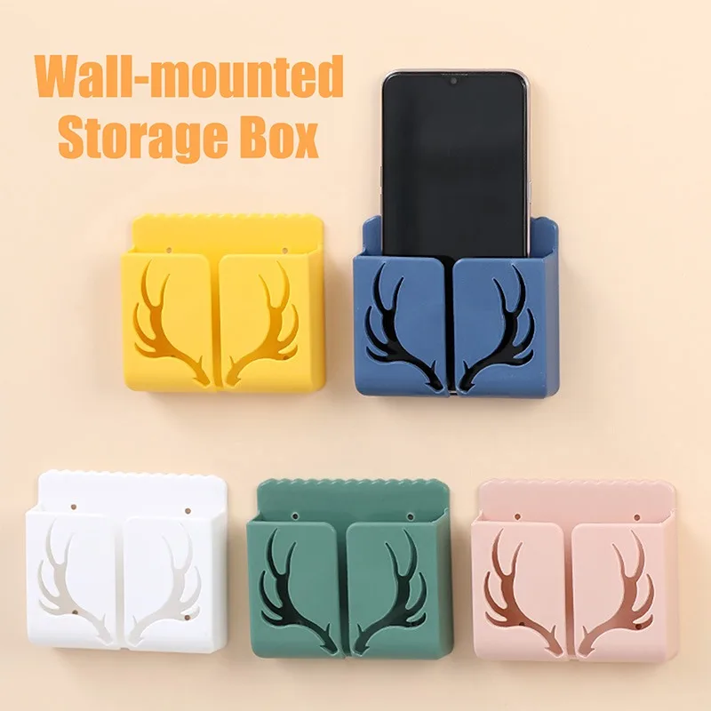 Wall Mounted Organizer Storage Box Remote Control Air Conditioner Stand Holder Hotel Office Home Storage Organization